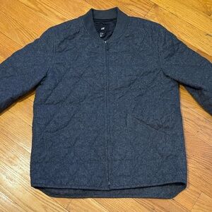 H&M Men's Charcoal Quilted Bomber Jacket